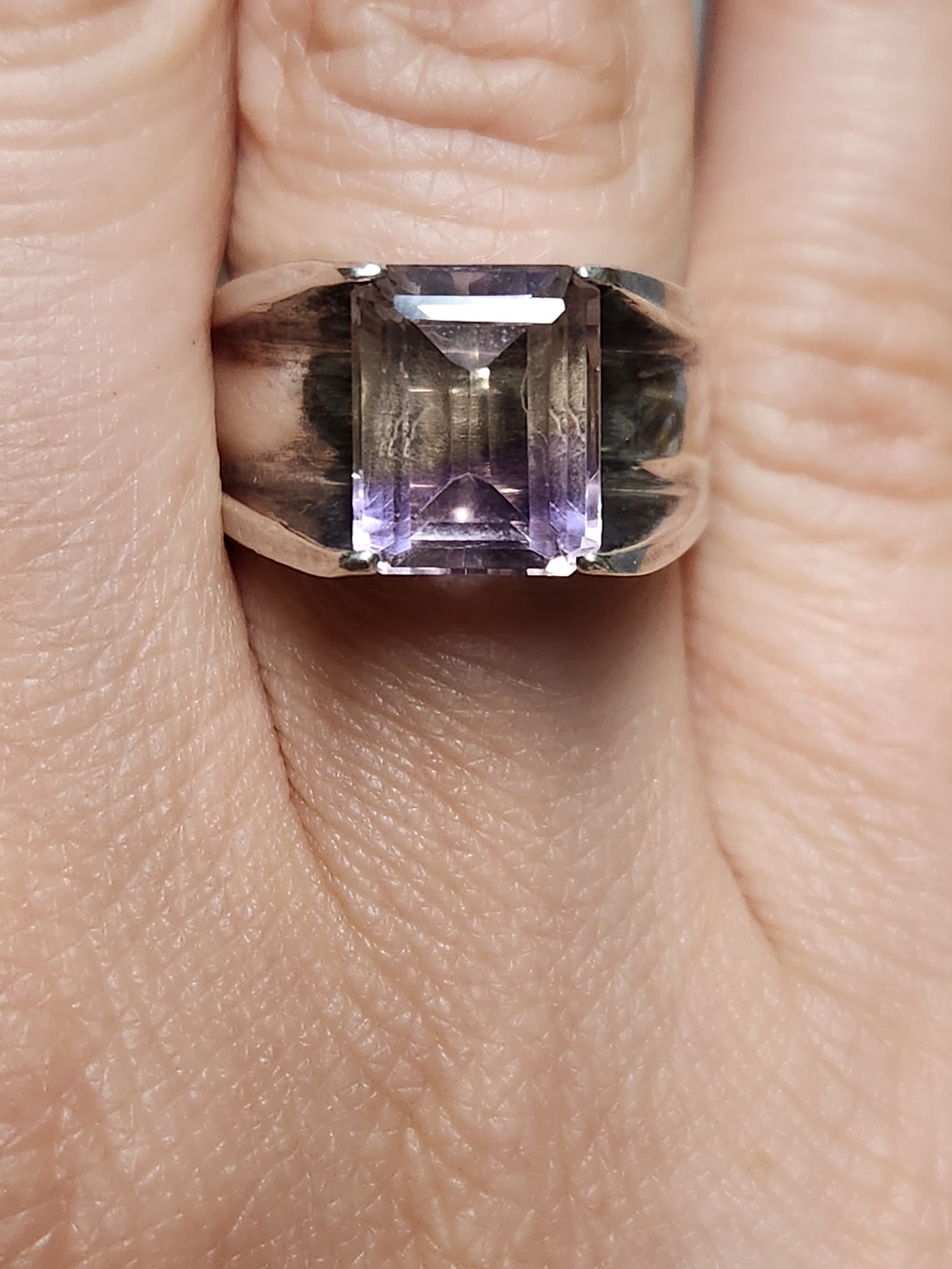 Sterling Silver Natural Ametrine Stone Statement Ring - Women Jewelry